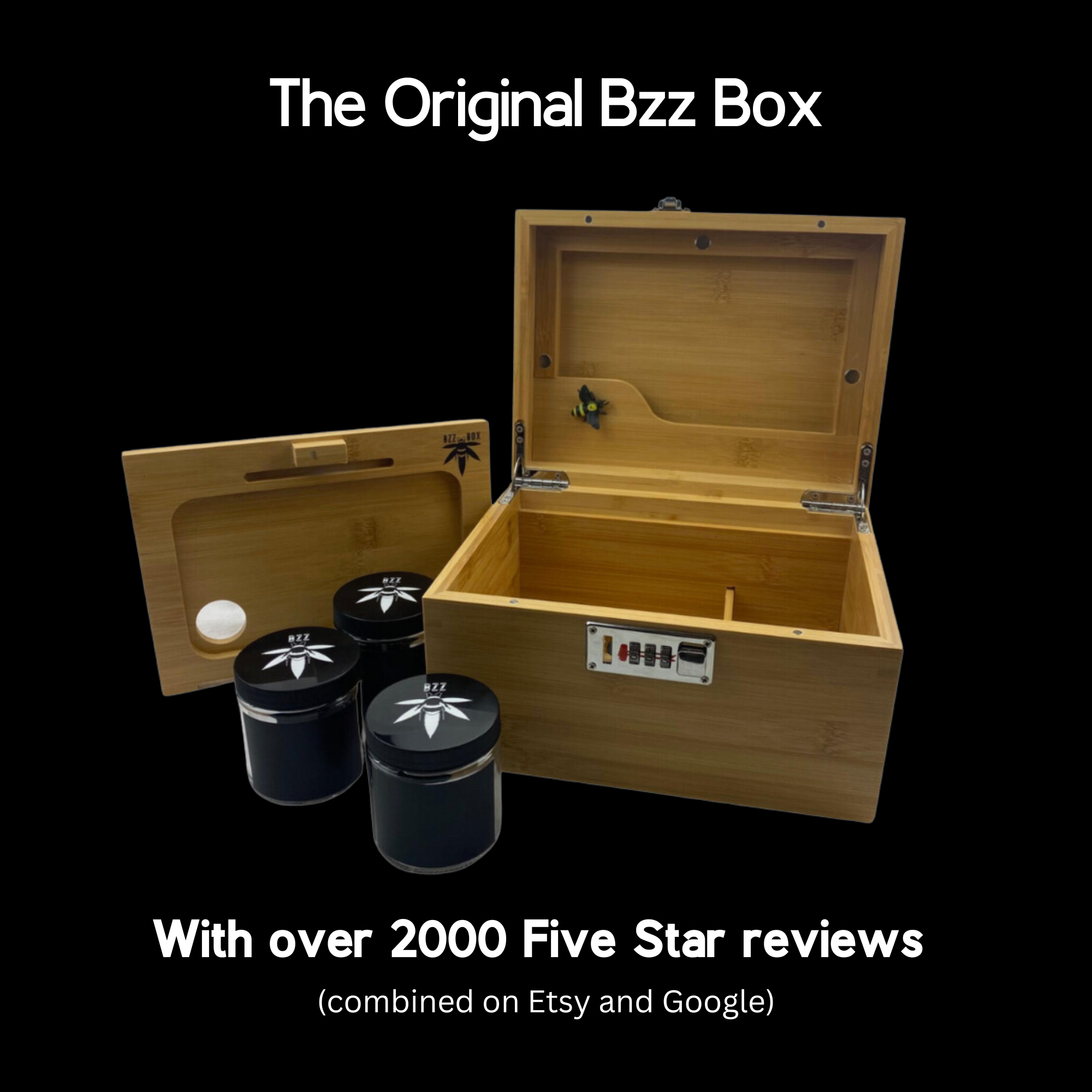 Stash Box - XL Bamboo Bzz Box (14.5 x 8.5 x 7)